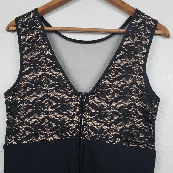 Trixxi Dress Lace Overlay Bodycon Prom Hoco Formal Event Black LBD - 9 - Picture 8 of 11